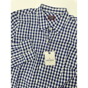 UNTUCKit‎ Women's Size 10 Button Up Long Sleeve Blue Gingham Shirt Belleza NEW
